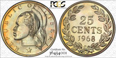 1968 25C PR67