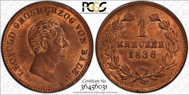 1836 Kreuzer KM-203 w/o D on Trunc. MS64+ RB