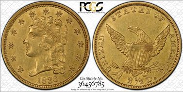 1836 $2.50 Script 8 AU55