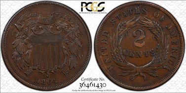 1864 2C Large Motto XF45BN