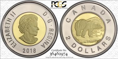 2018 $2 Polar Bear PR69DCAM