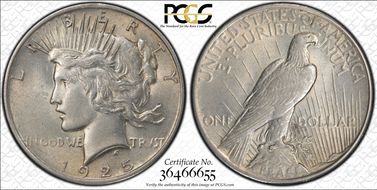 1925 $1 VAM 1T (5), Missing Ray AU55