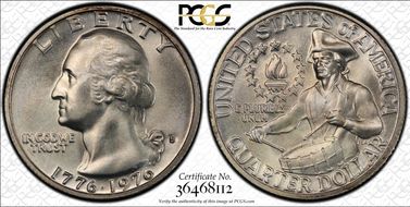 1976-S 25C Silver MS68