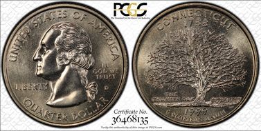 1999-D 25C Connecticut MS67