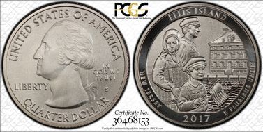 2017-S 25C Ellis Island NP Enhanced Unc Set FDI Denver ANA SP70