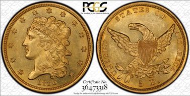 1836 $5 MS63