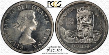 1958 S$1 British Columbia MS65