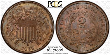 1864 2C Small Motto MS65BN