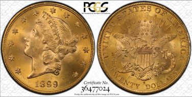 1899-S $20 MS64+