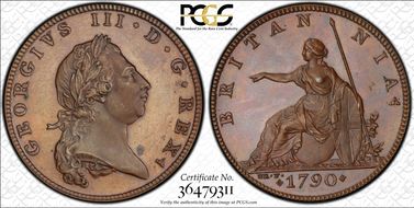 "1790" P1/2D P-1007 Restrike Bronzed AE PR64