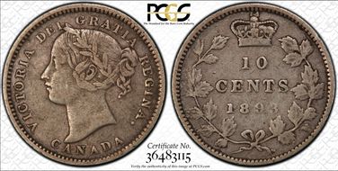 1893 10C Round Top 3 VF30