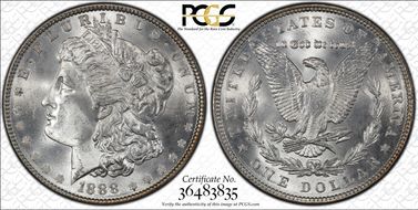 1888 $1 VAM 4, Doubled Reverse MS66