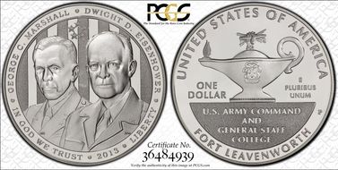 2013-P $1 5 Star Generals Marshall, Eisenhower PR70DCAM