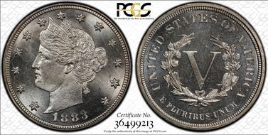 1883 5C No CENTS MS66+