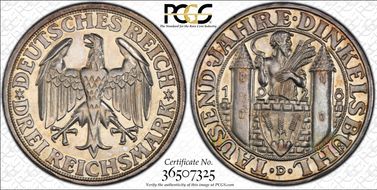 1928-D 3 Mk Dinkelsbuhl J-334 PR63