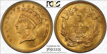 1873 G$1 Open 3 MS65+