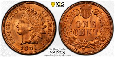 1891 1C MS65+ RD