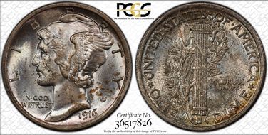 1916 10C Mercury MS66FB