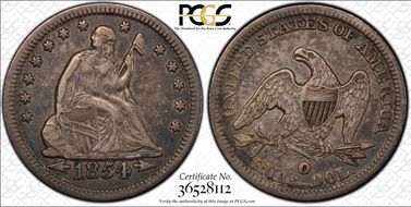 1854-O 25C Huge O XF40