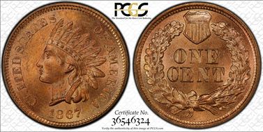 1867 1C MS65RD