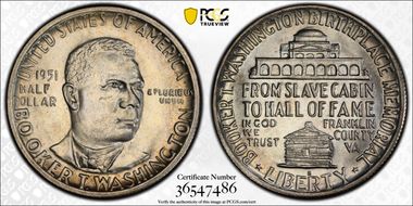 1951-S 50C Booker T. Washington MS67+