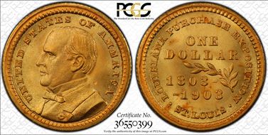 1903 G$1 LA Purchase, McKinley MS67