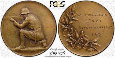 1922 Medal Zurich R-1817 Matte SP65