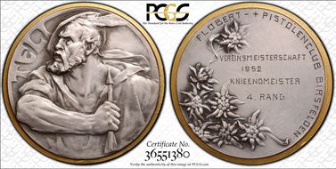 1952 Medal Birsfelden R-167A Matte Gilt Ring SP63