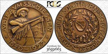 1922 Medal Solothurn R-1134b Matte Ae SP65