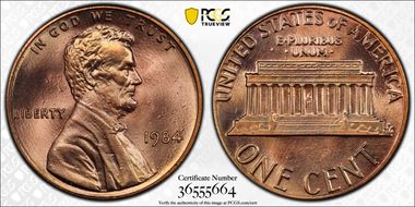 1984 1C Doubled Die Obverse MS66RD