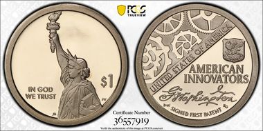 2018-S $1 American Innovation Series Washington-Signed 1st Patent FS SF Picture Frame PR70DCAM