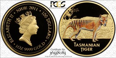 2011 $100 Tasmanian Tiger PR70DCAM