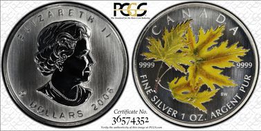 2006 $5 Silver Maple Colored MS67