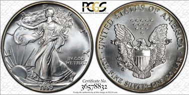 1990 $1 Silver Eagle MS69