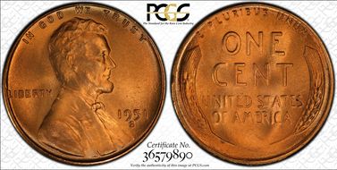 1951-S 1C MS67+ RD