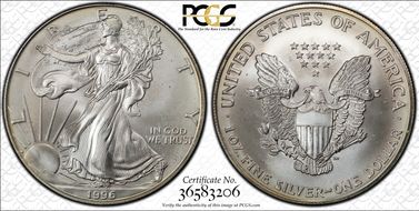1996 $1 Silver Eagle MS67