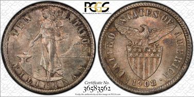 1908-S 10C MS63