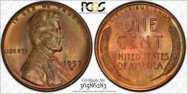 1957-D 1C MS65RB