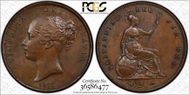 1855 1D S-3948 Plain Trident MS64BN