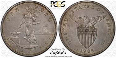 1903-S Peso KM-168 Ag AU55
