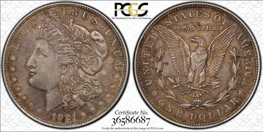 1921 $1 Morgan AU58
