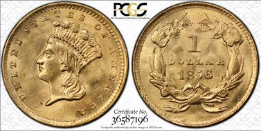 1856 G$1 Slanted 5 MS64