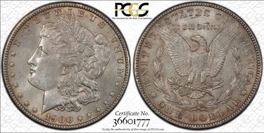 1900 $1 VAM 18, Two Olive Rev MS62