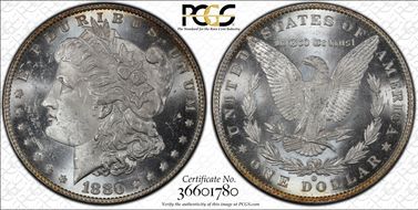 1880-O $1 VAM 5 8/7 Crossbar MS63