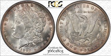 1892-O $1 Doubled Ear, VAM 5(7) MS63