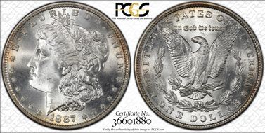 1887 $1 VAM 5 Doubled Date MS66+