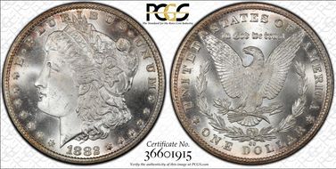 1882-CC $1 VAM 2, Misplaced Date MS66