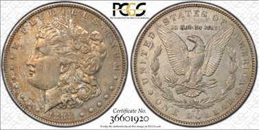 1888-O $1 VAM 15 Doubled Reverse AU55
