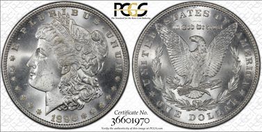 1896 $1 VAM 20, Bar 6 MS66