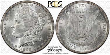 1896-O $1 VAM 19 Shifted Date MS62